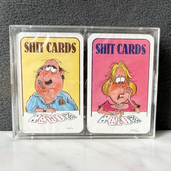 Humorous Cartoon Playing Cards S**t Cards 2 Decks Sealed Vintage Made in Belgium - Picture 1 of 7